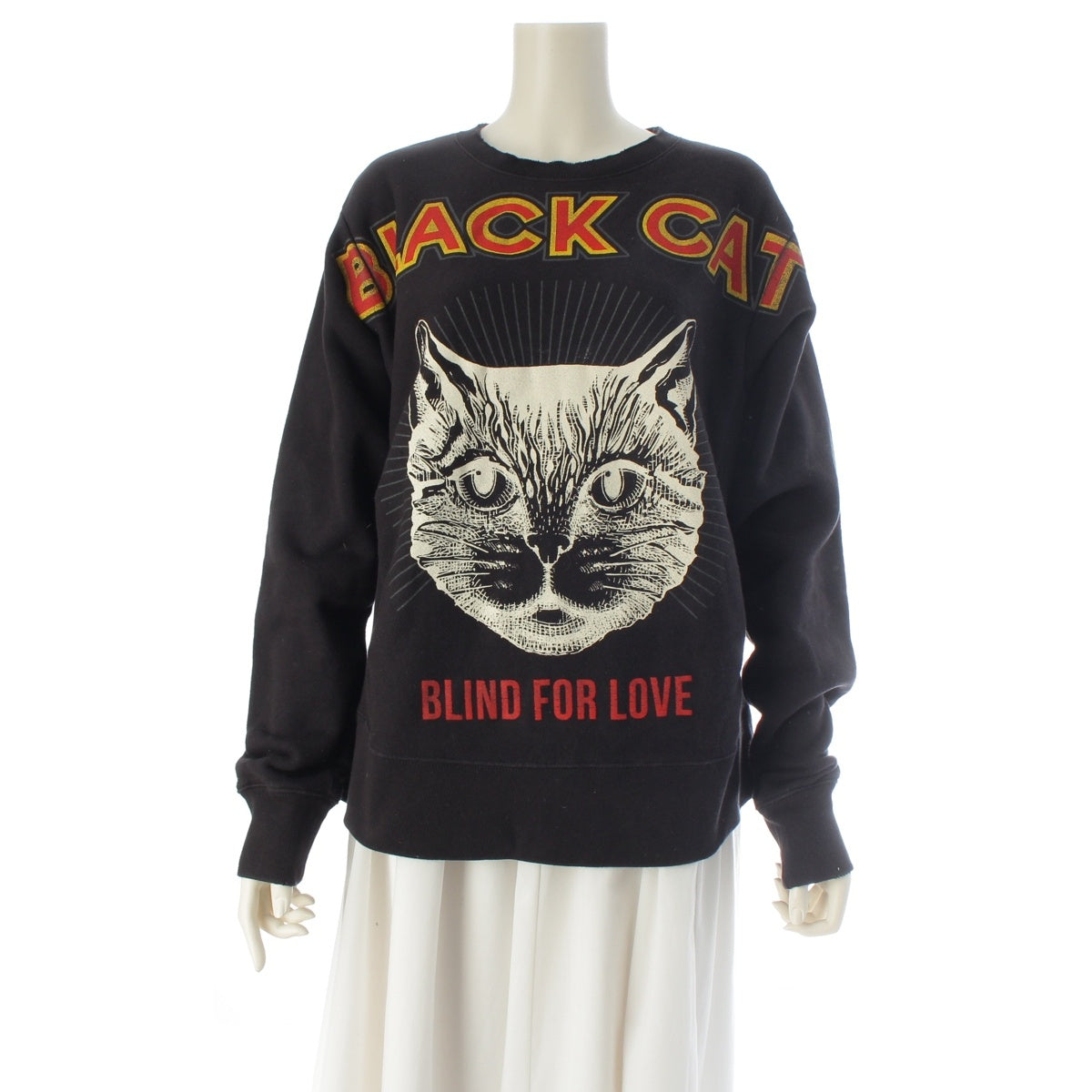 GUCCI Black Cat Logo Print Sweatshirt sweat tops 475373 black S