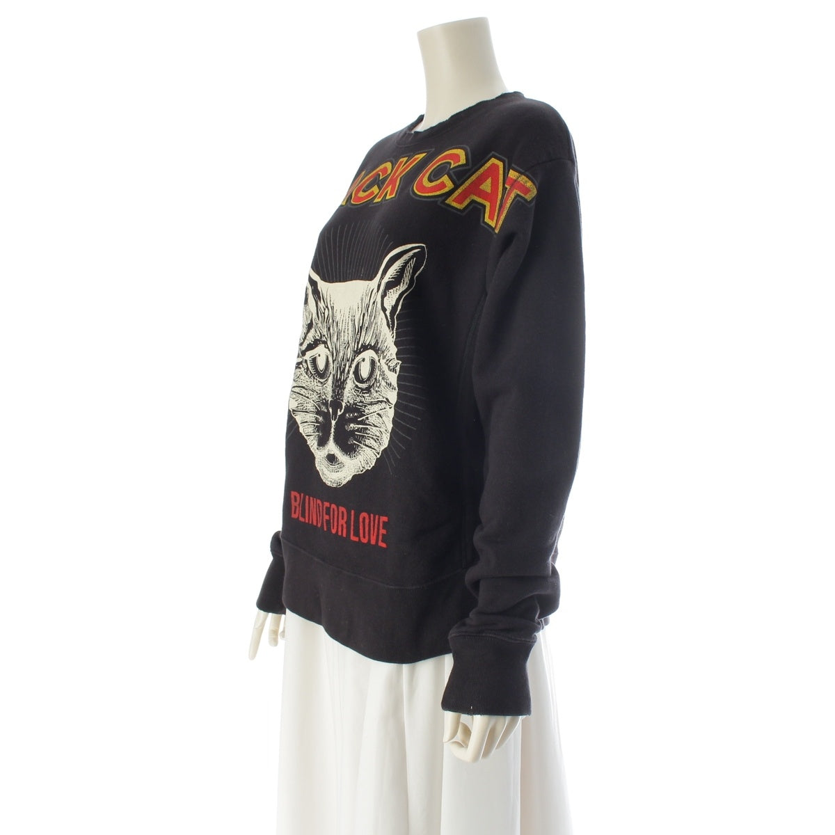 GUCCI Black Cat Logo Print Sweatshirt sweat tops 475373 black S