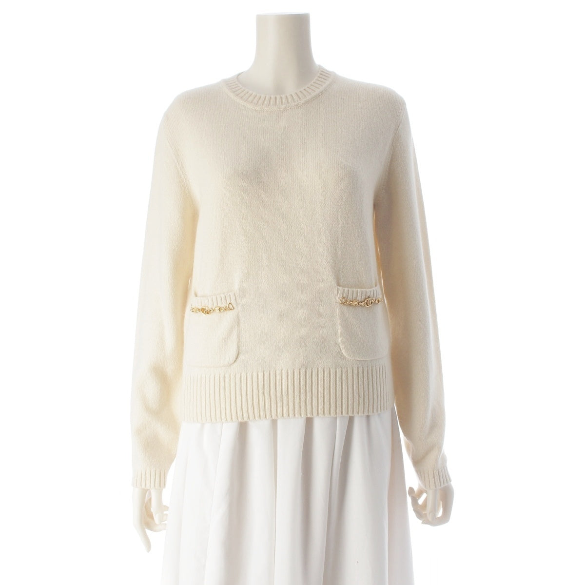 GUCCI cashmere GG logo charm knit tops 662179 Ivory XS