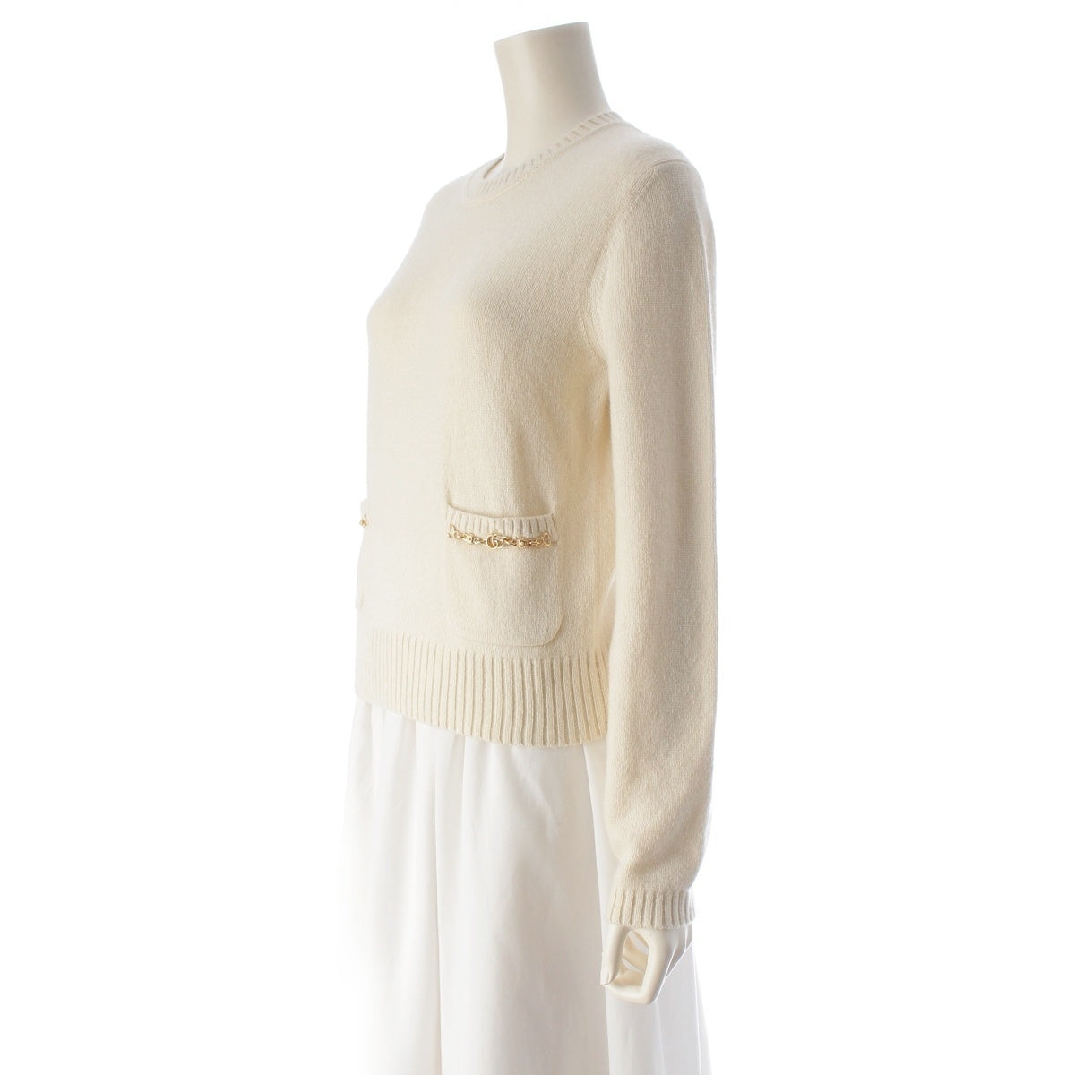 GUCCI cashmere GG logo charm knit tops 662179 Ivory XS