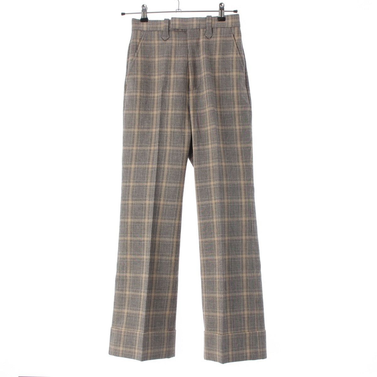 GUCCI Linen Wool check Pants Bottoms 704233 Brown 34