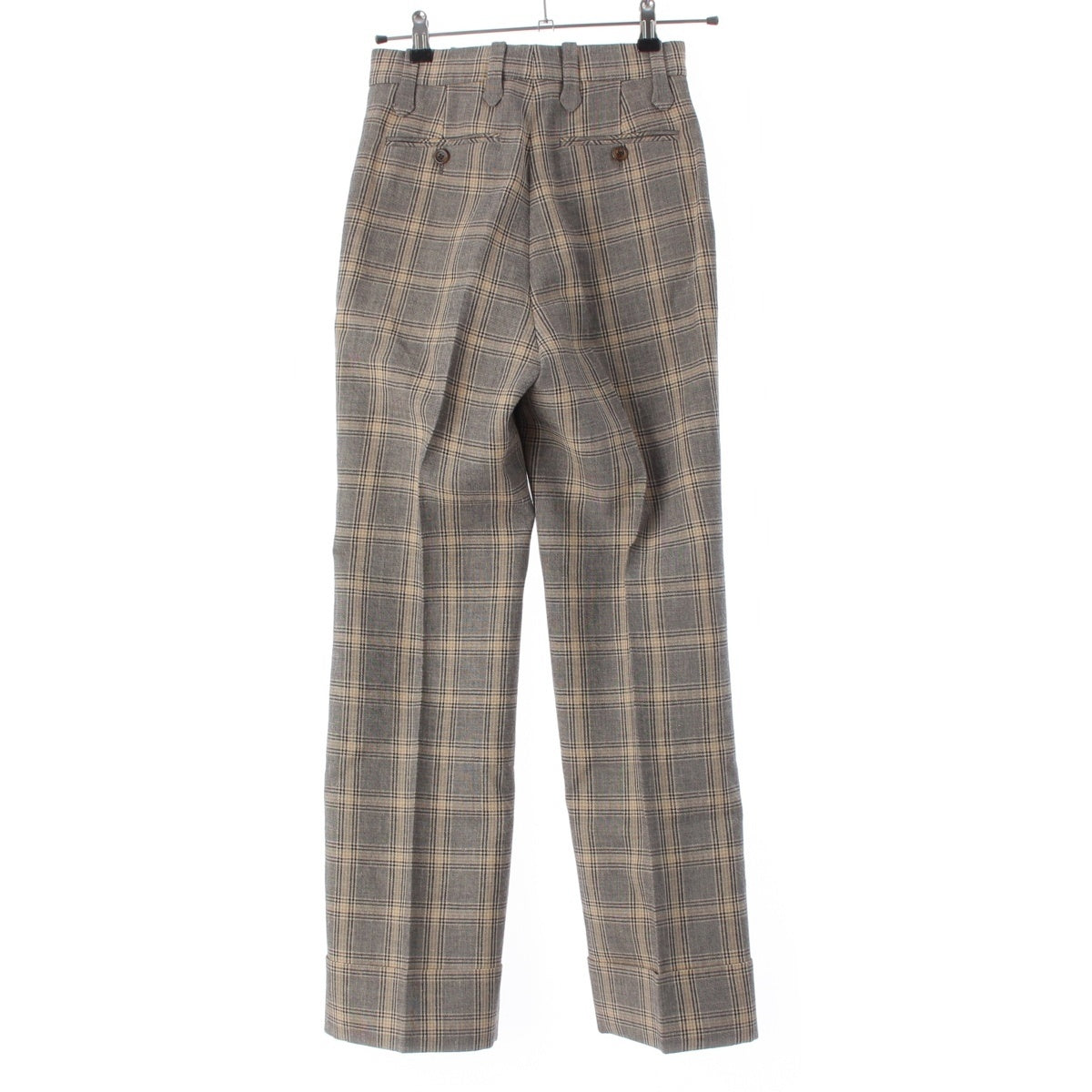 GUCCI Linen Wool check Pants Bottoms 704233 Brown 34