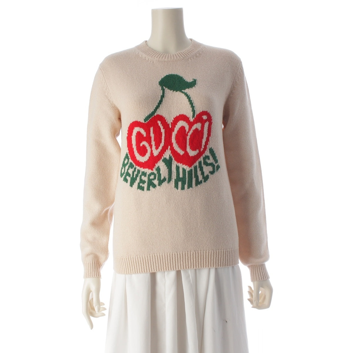 GUCCI wool Logo Cherry knit tops 629127 Ivory XS