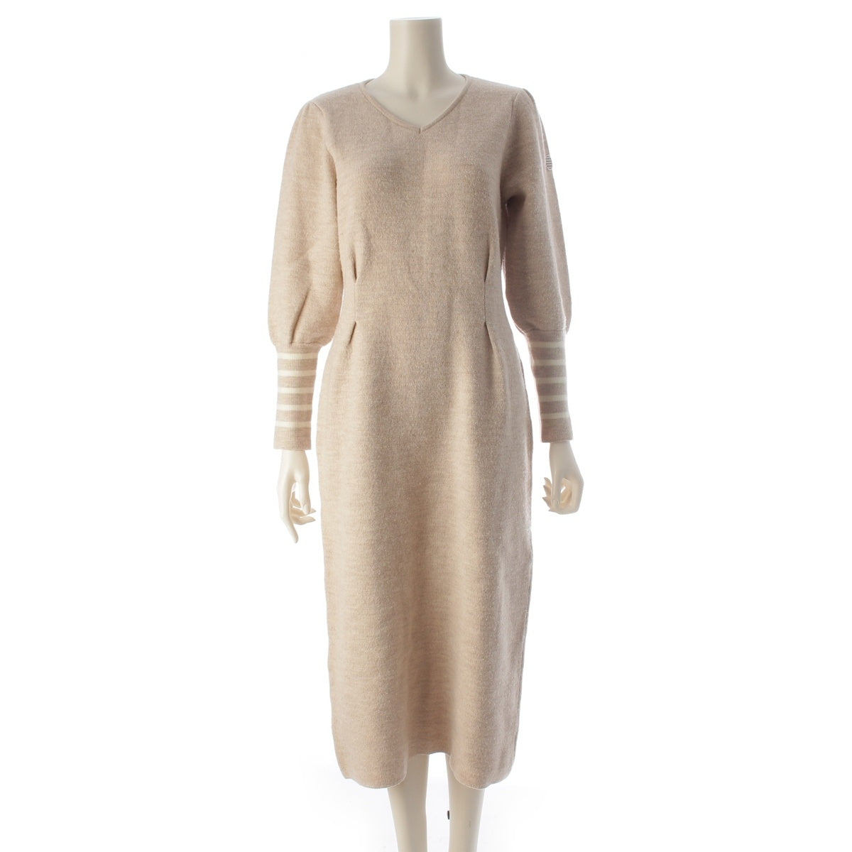BORDERS at BALCONY wool Long knit one piece tops BD2021 1K 07 beige 36