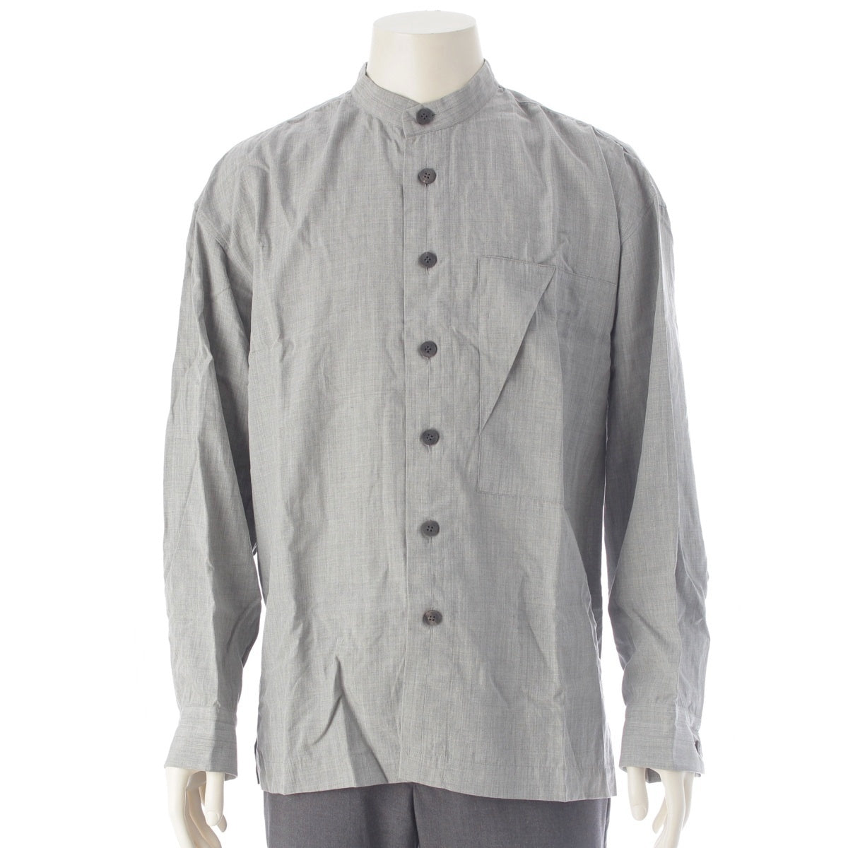 ISSEY MIYAKE Rayon Band collar long sleeve Long sleeve shirt gray M