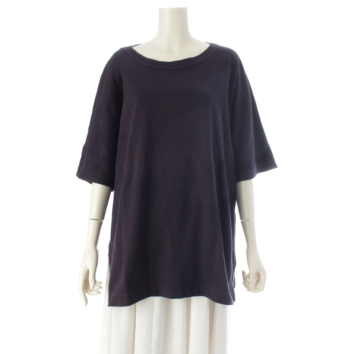 ISSEY MIYAKE cotton Dolman sleeve oversized short-sleeved top Cut tops Navy M