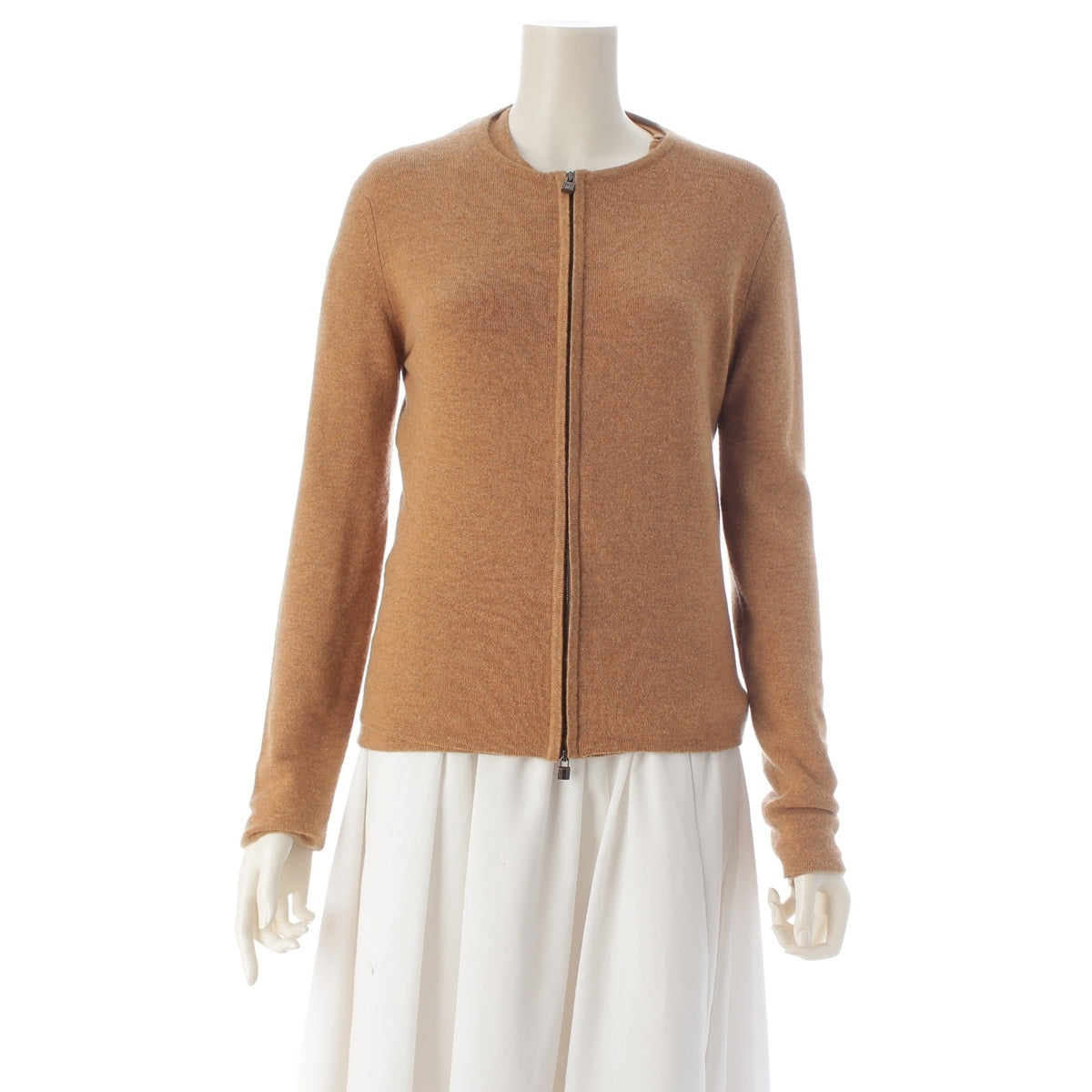 HERMES cashmere Knit with padlock zip ensemble Cardigans & Tops Beige brown SM