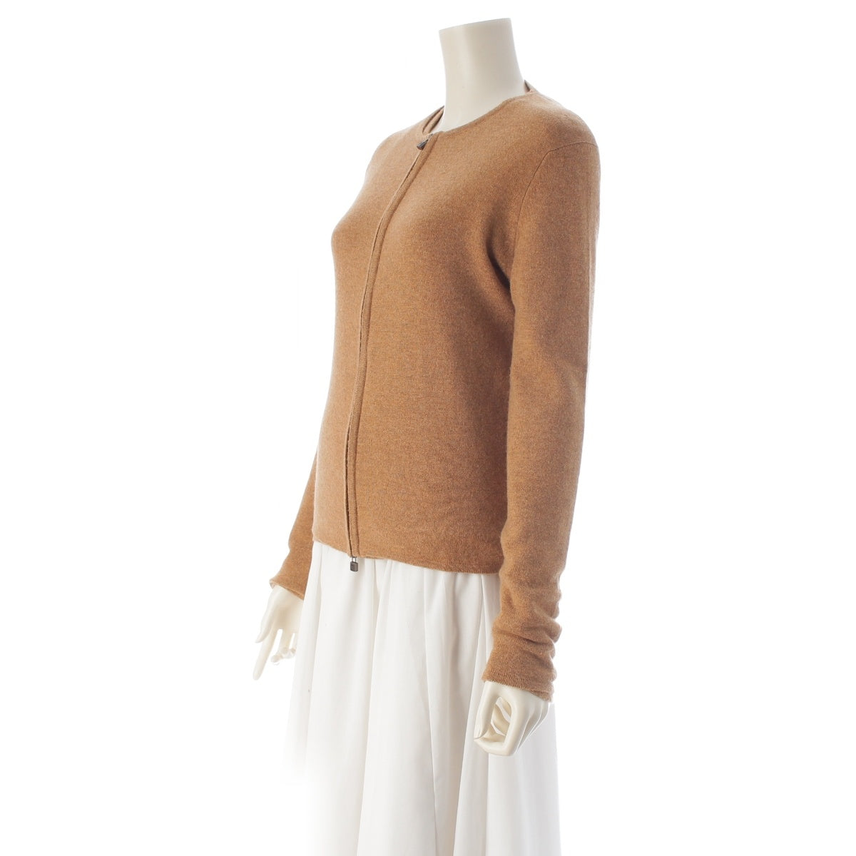 HERMES cashmere Knit with padlock zip ensemble Cardigans & Tops Beige brown SM