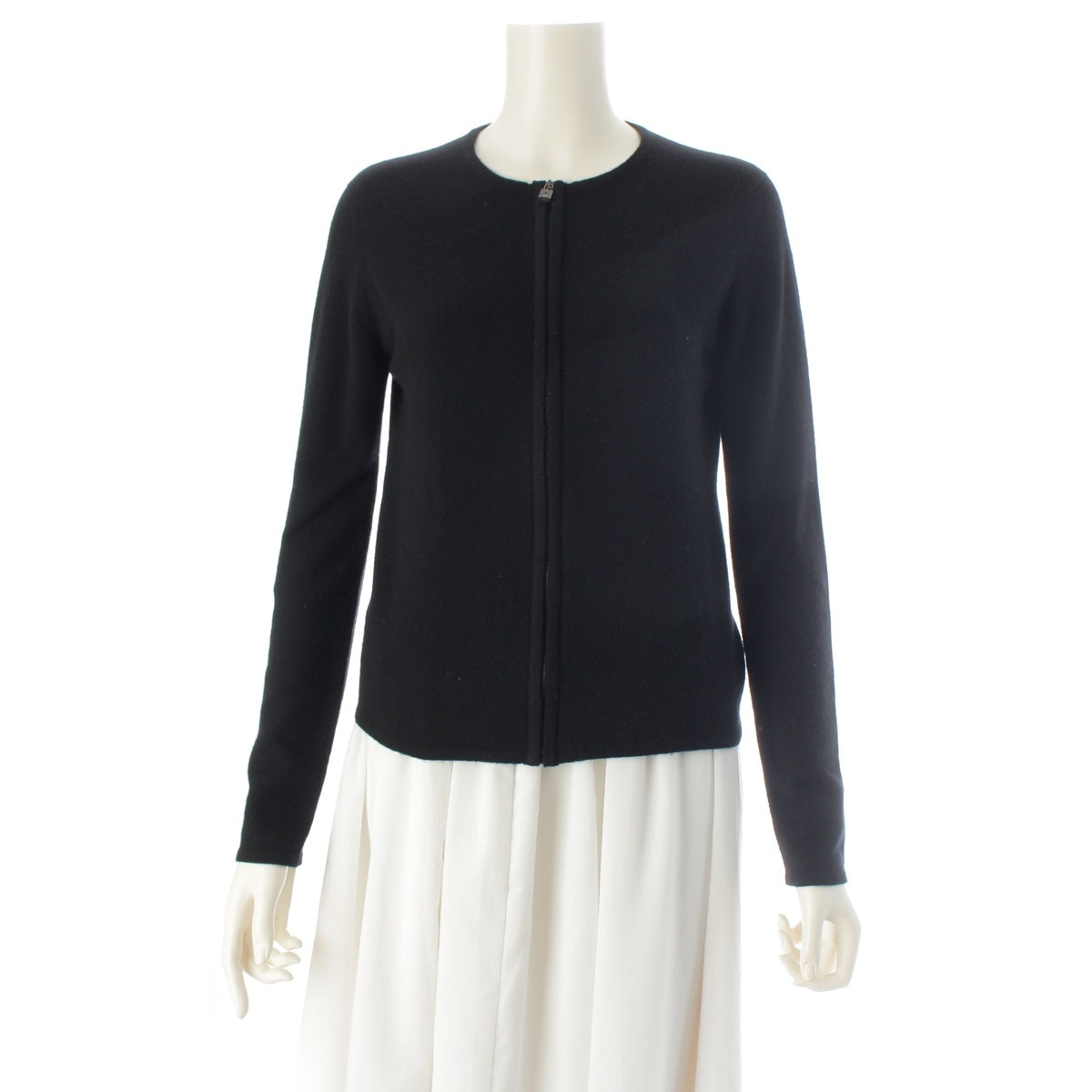 HERMES cashmere Knit with padlock zip cardigan Jacket black XS