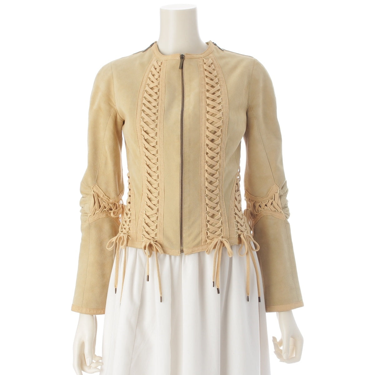 Christian Dior Suede leather Galliano Corset Lace (Galliano period) Jacket outer beige 36
