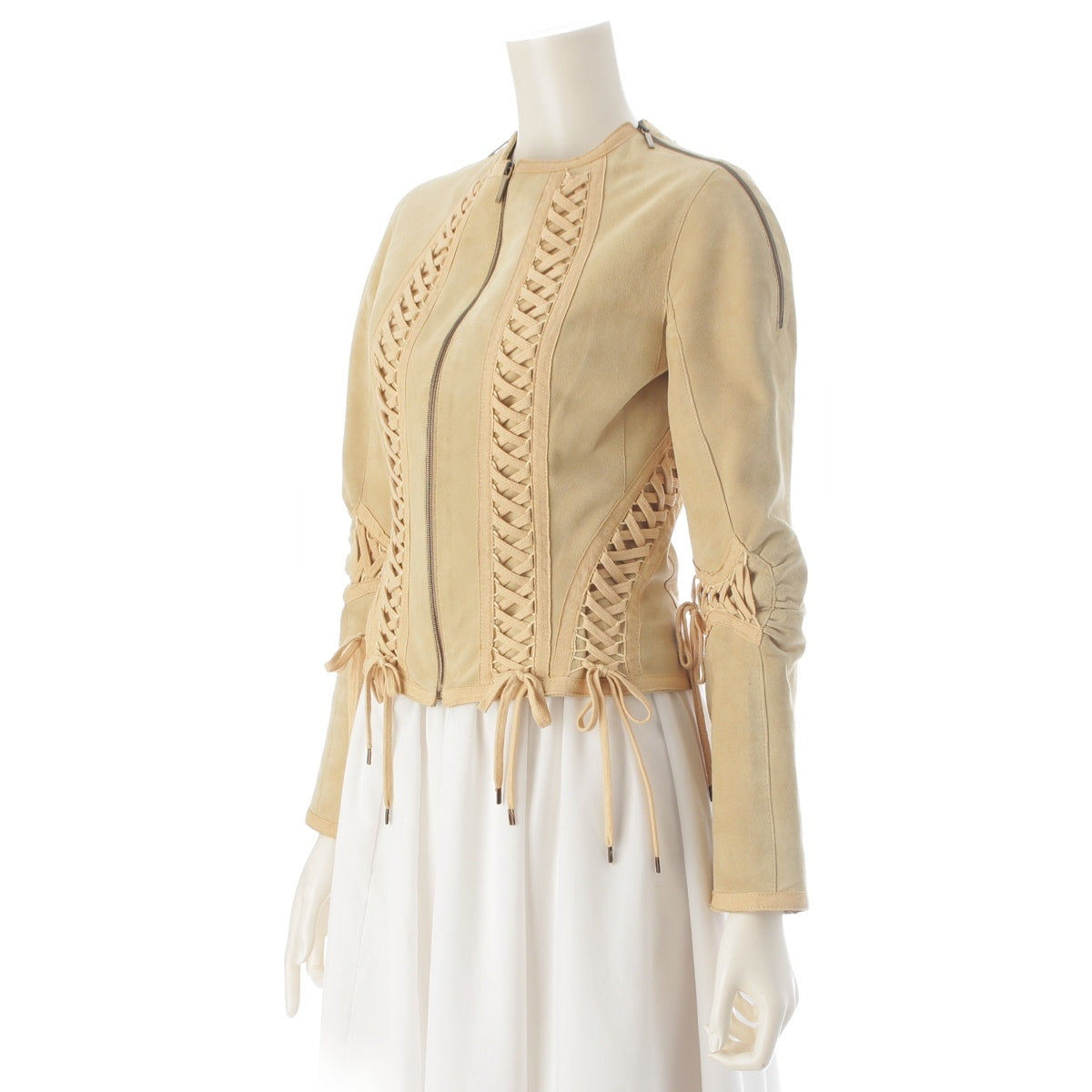 Christian Dior Suede leather Galliano Corset Lace (Galliano period) Jacket outer beige 36