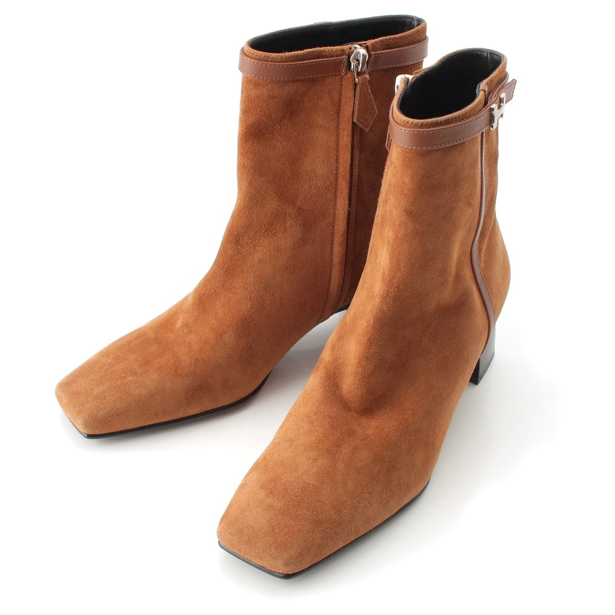 HERMES Omage H-Buckle Ankle boots Brown 36