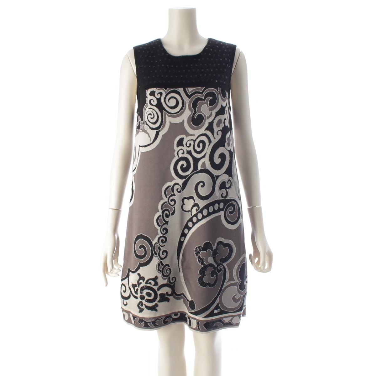 LEONARD Silk mohair blend Knitted sleeveless top with beading detail. one piece dress 0387457 multicolor M