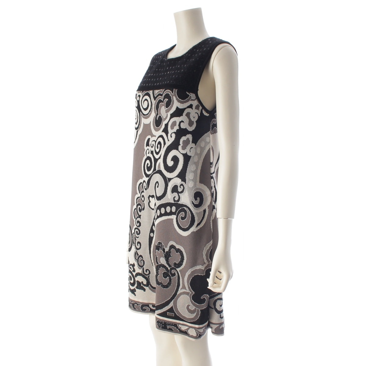 LEONARD Silk mohair blend Knitted sleeveless top with beading detail. one piece dress 0387457 multicolor M