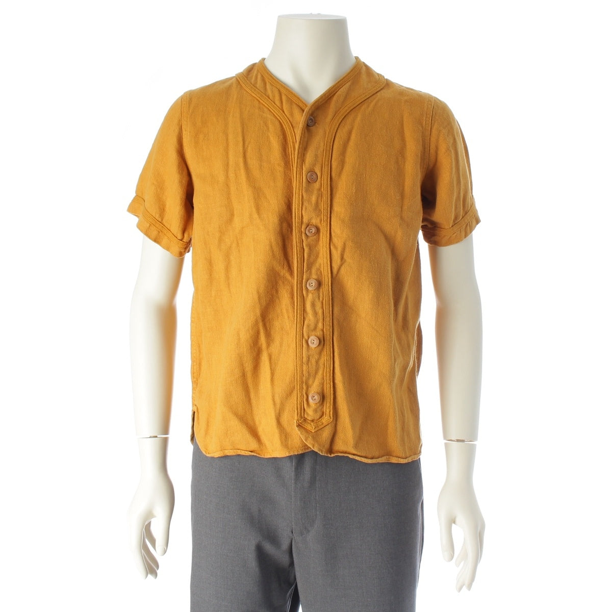 VISVIM linen baseball Short sleeve shirt tops 0117105011025 yellow 2