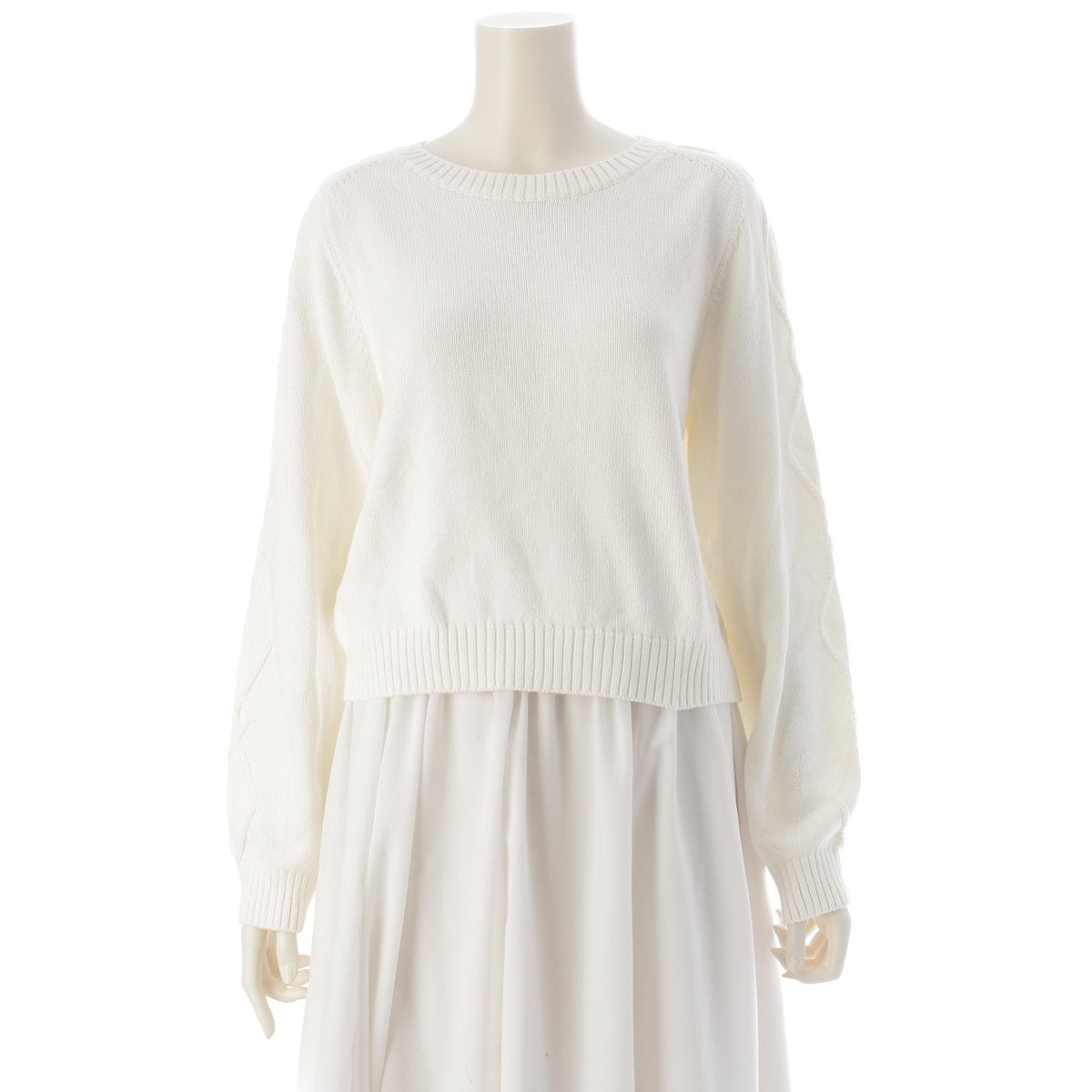 FOXEY Agathe Cotton tops cropped knit 45015 white 42