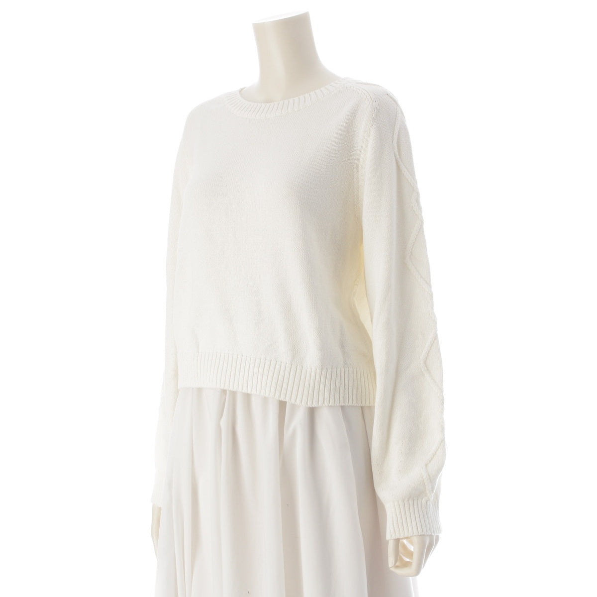 FOXEY Agathe Cotton tops cropped knit 45015 white 42