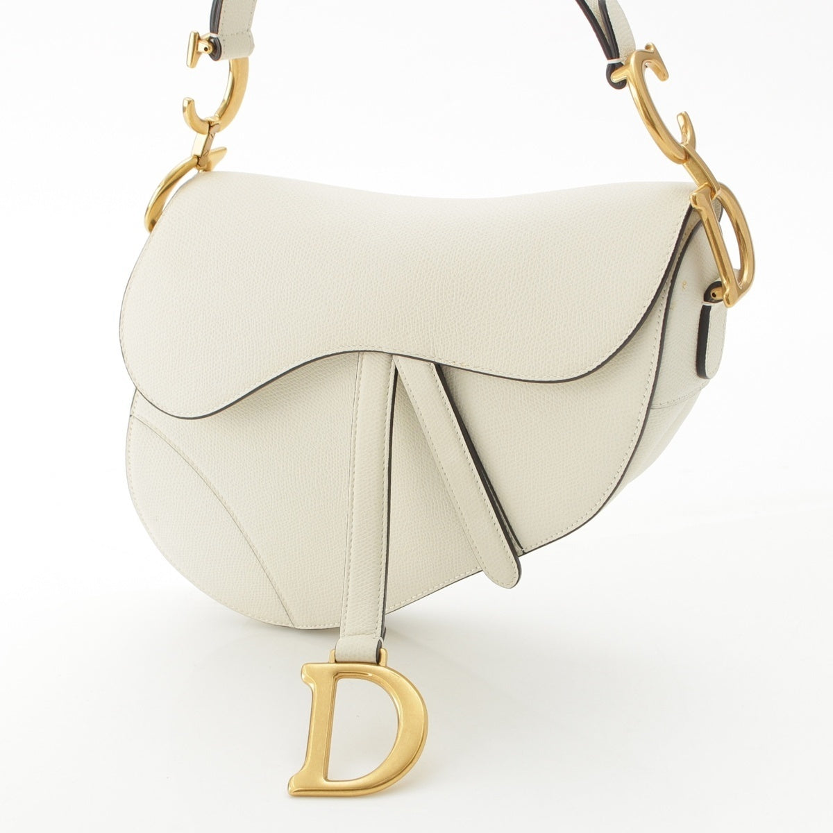 Dior leather Saddlebag One Shoulder Bag Shoulder strap sold separately White Latte