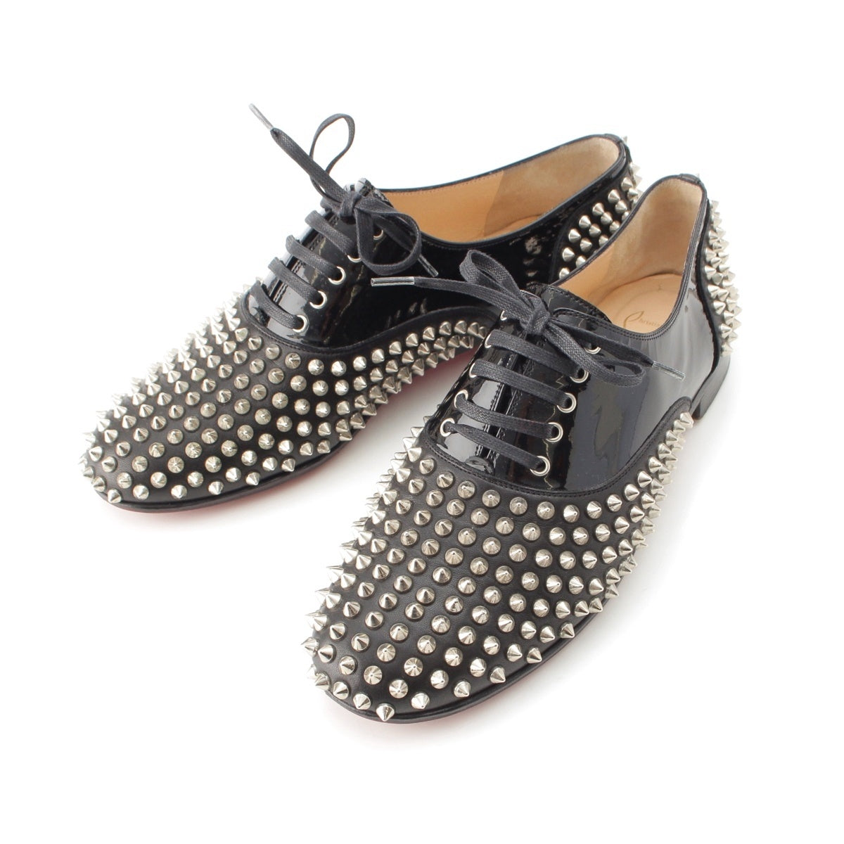 Christian Louboutin Studs FREDDY FLAT PATENT shoes 1100406 black 41