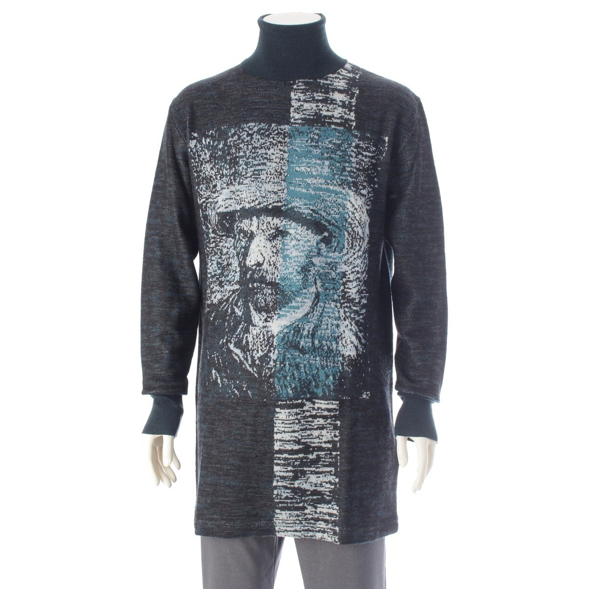 Yohji Yamamoto Ground Y wool Van Gogh Ribbed Long Knit sweater GR-K04-016 green 3