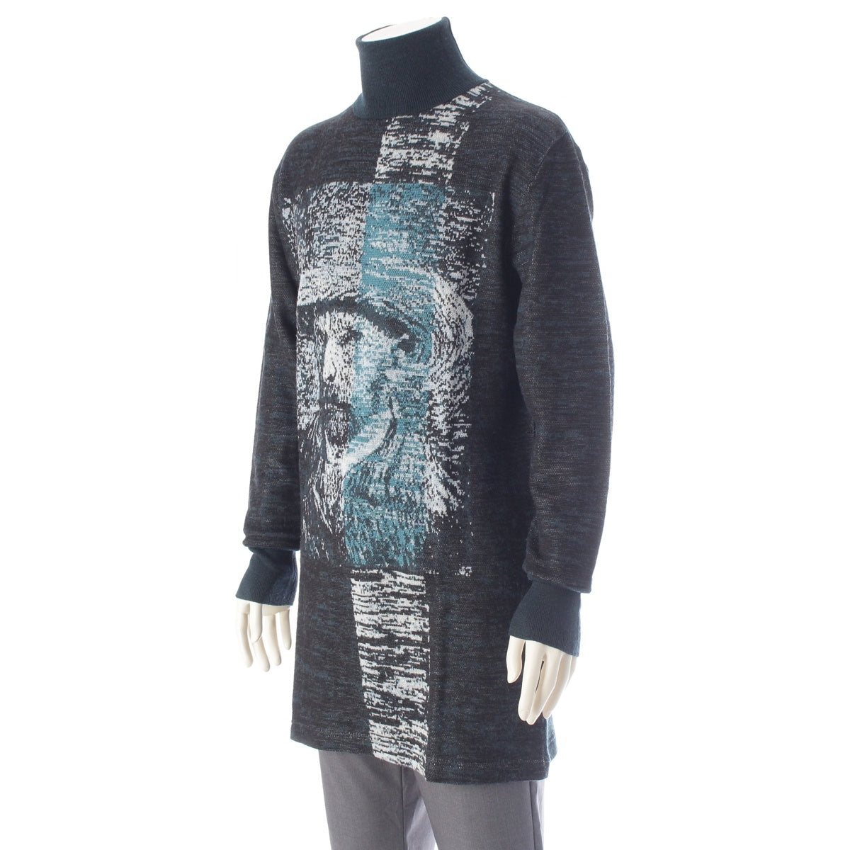 Yohji Yamamoto Ground Y wool Van Gogh Ribbed Long Knit sweater GR-K04-016 green 3