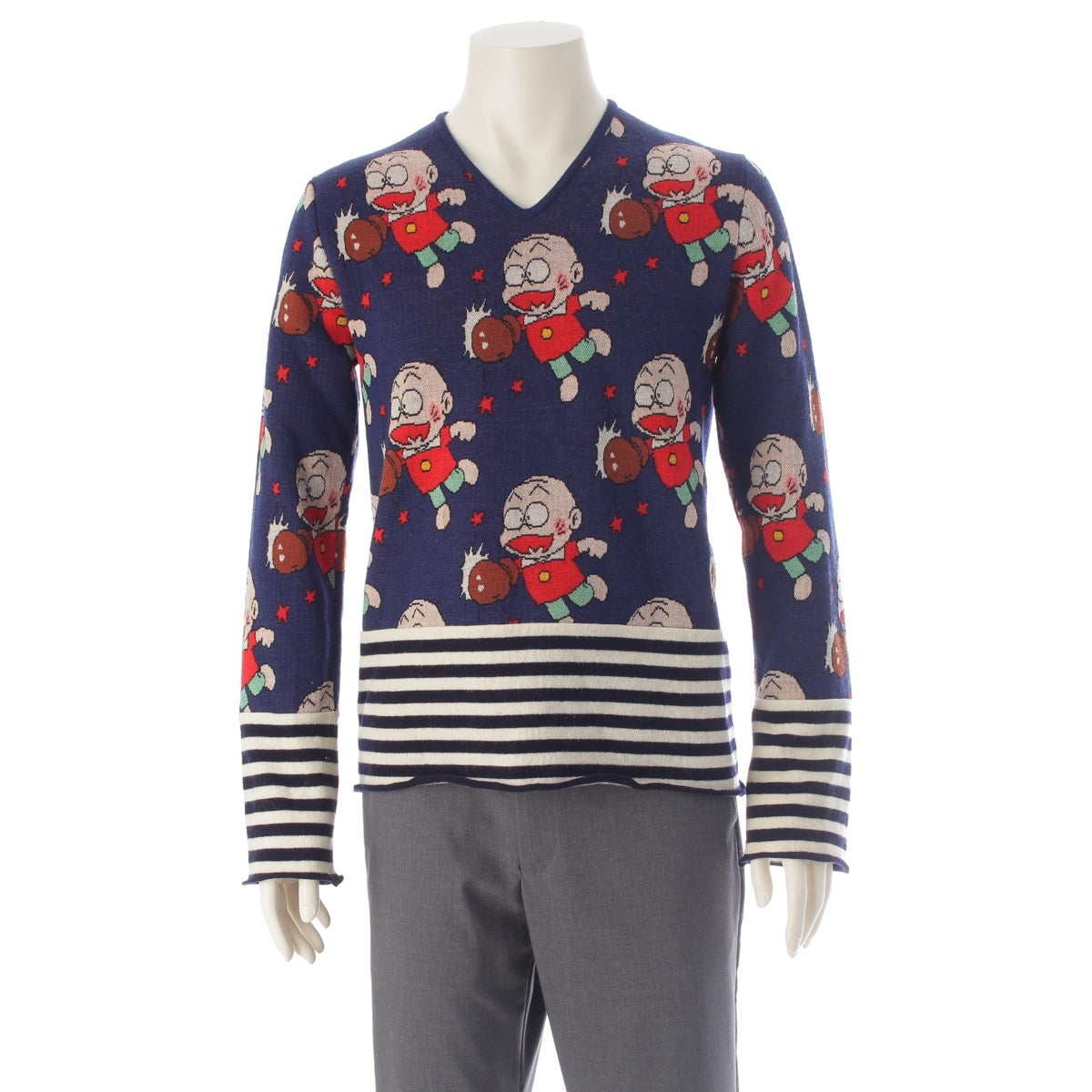 COMME des GARCONS SHIRT wool Osomatsu-kun Chibita Long-Sleeve Shirt knit sweater W16508 blue S