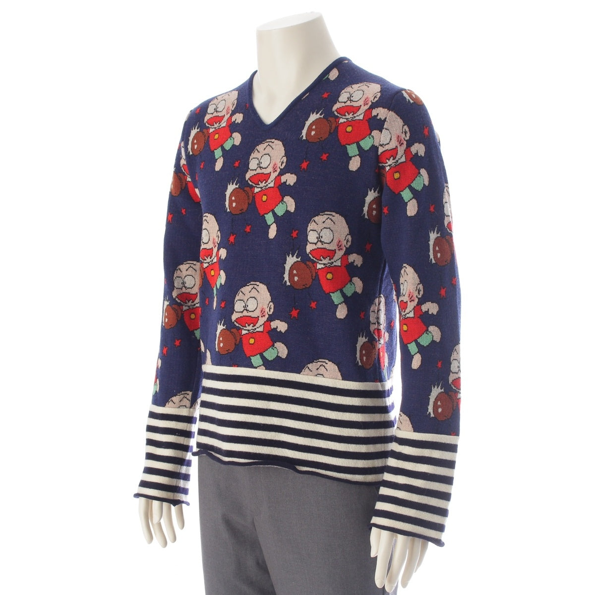 COMME des GARCONS SHIRT wool Osomatsu-kun Chibita Long-Sleeve Shirt knit sweater W16508 blue S