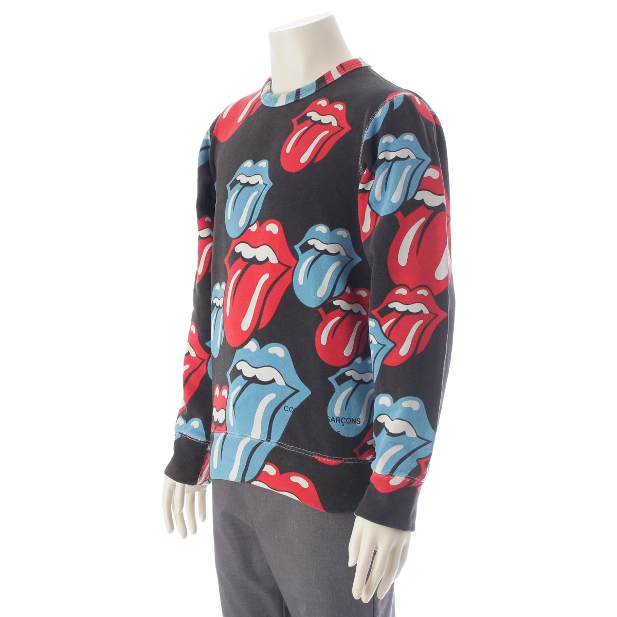 COMME des GARCONS HOMME PLUS The Rolling Stones cotton Lips and Tongue Logo Long Sleeve sweat PQ-T007 black S