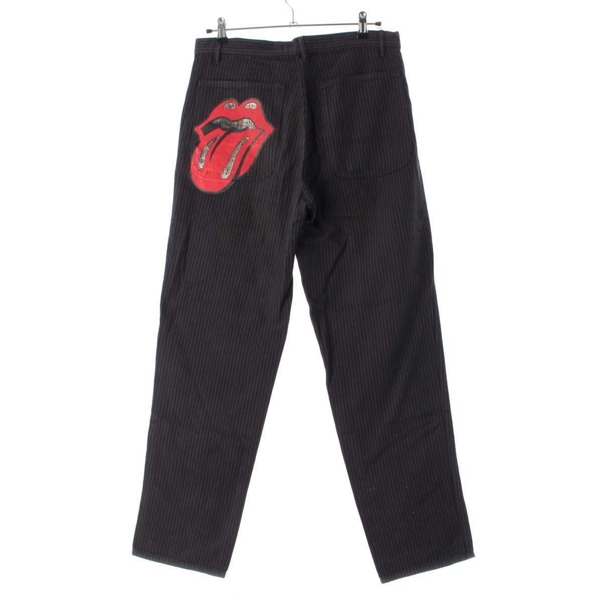 COMME des GARCONS HOMME PLUS Rolling Stones cotton Lip & Tongue Stripe Pants Tapered bottoms PQ-P021 gray S