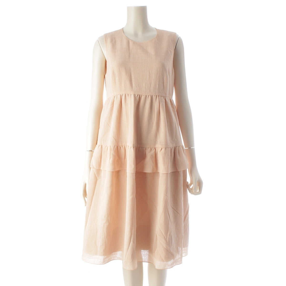 DAISY LIN for Foxy Triacetate Fluffy sleeveless tiered dress one piece tops skirts 36154 pink beige 40
