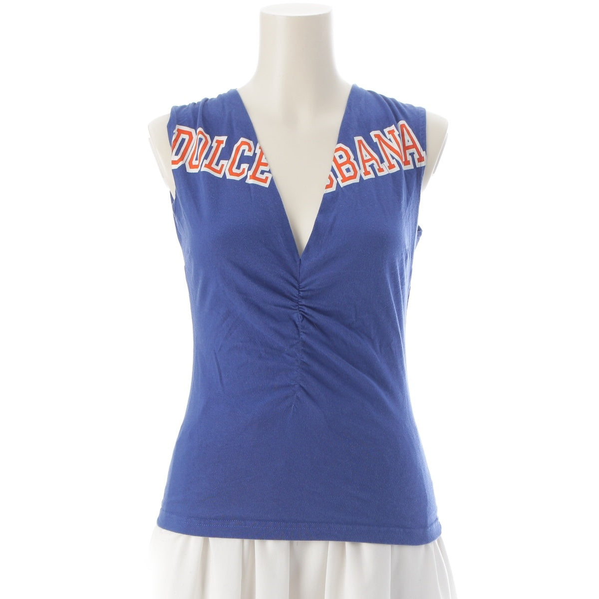 DOLCE&GABBANA cotton Logo Bandeau Halter Neck Top Bustier camisole blue 38