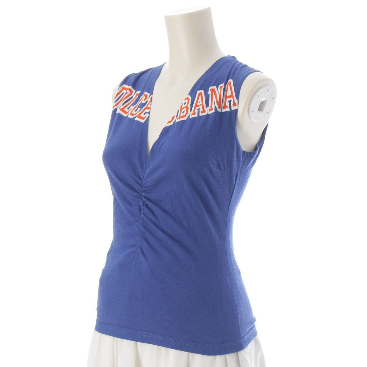 DOLCE&GABBANA cotton Logo Bandeau Halter Neck Top Bustier camisole blue 38