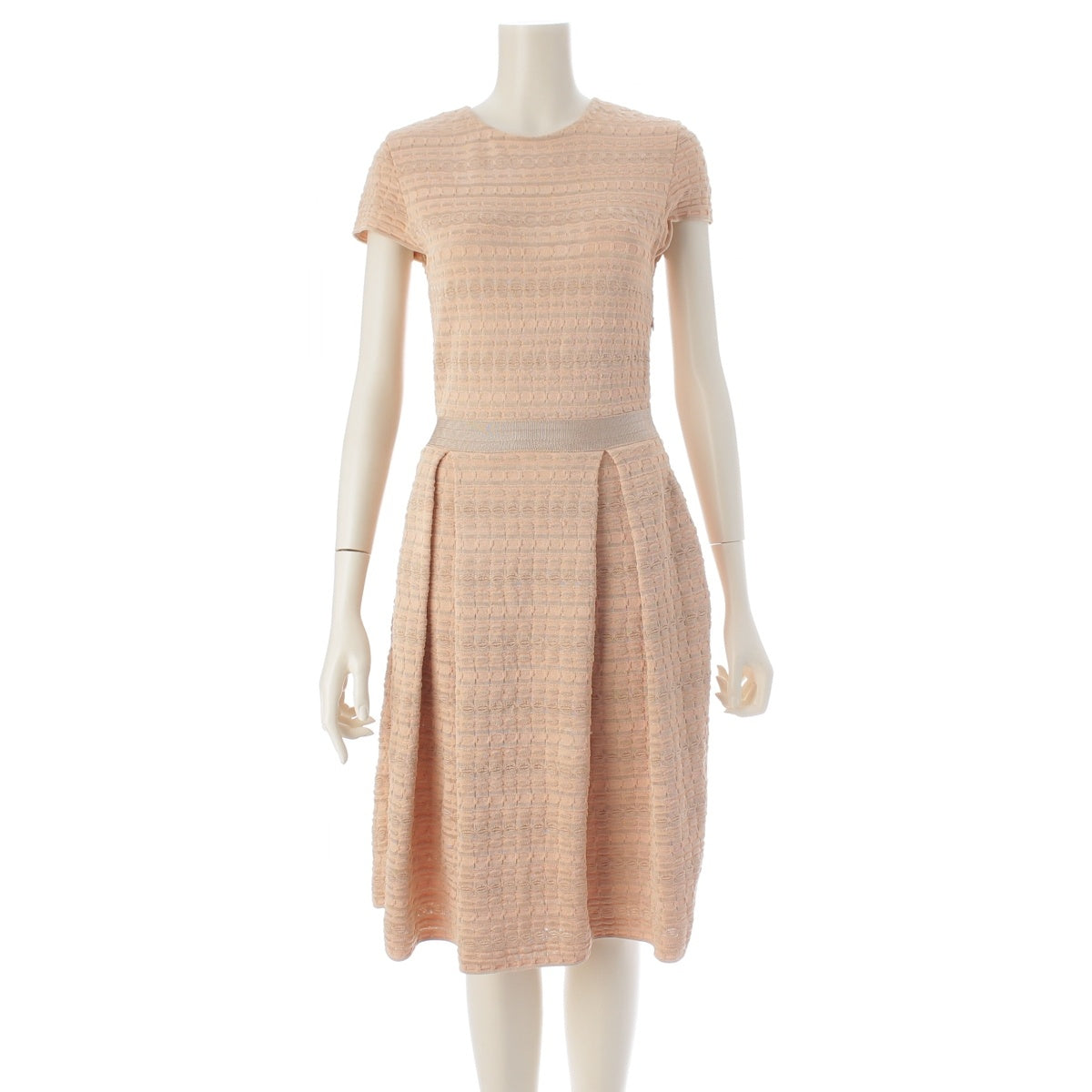 Christian Dior Rayon nylon Short sleeve knit one piece tops skirts 3C24627AM525 Salmon pink beige 34