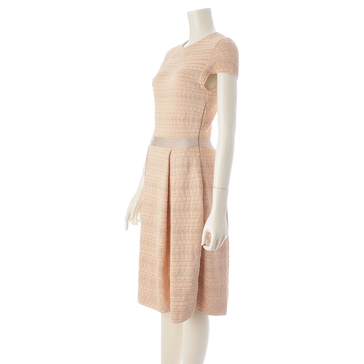Christian Dior Rayon nylon Short sleeve knit one piece tops skirts 3C24627AM525 Salmon pink beige 34