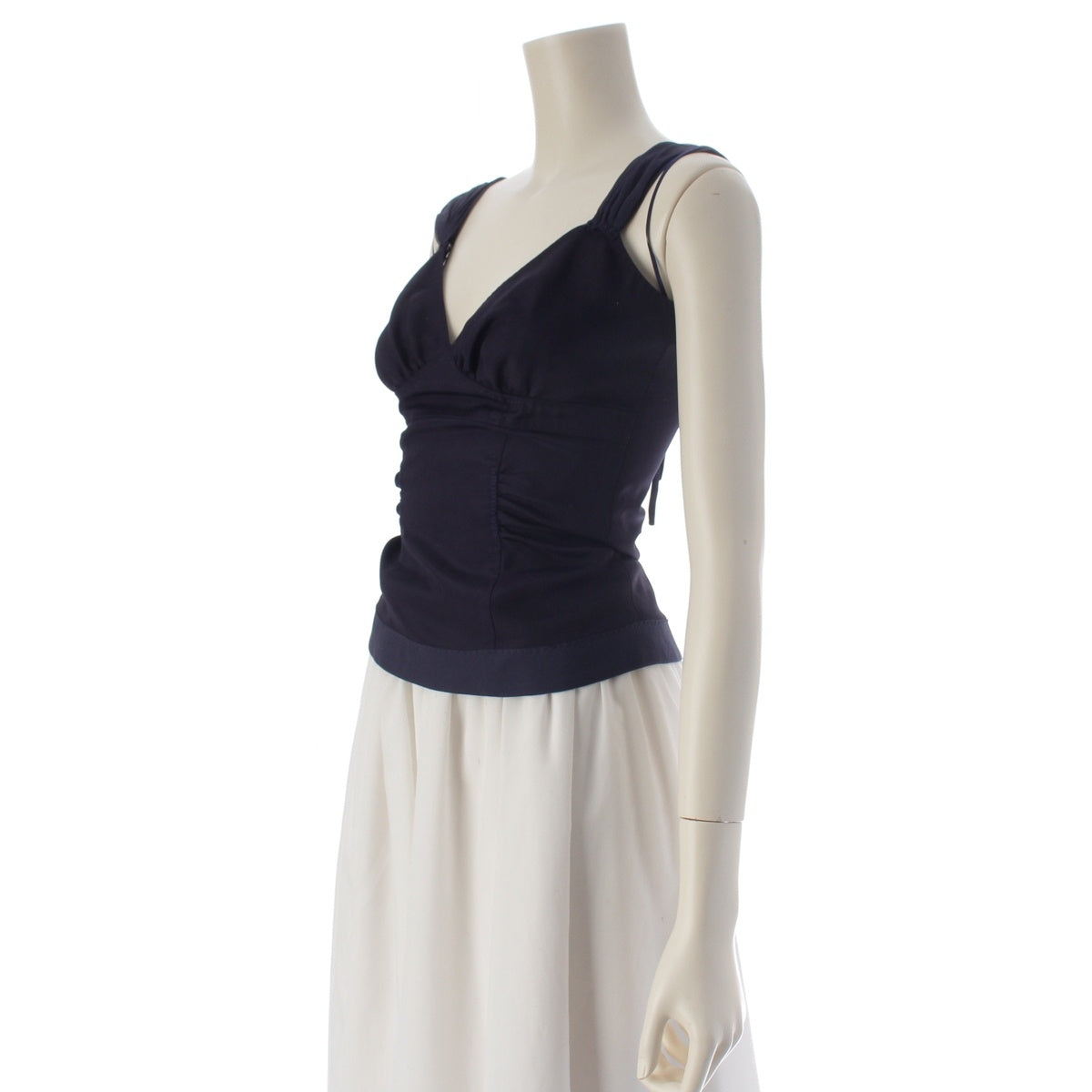 LOUIS VUITTON silk Lined bustier camisole tops Navy 34