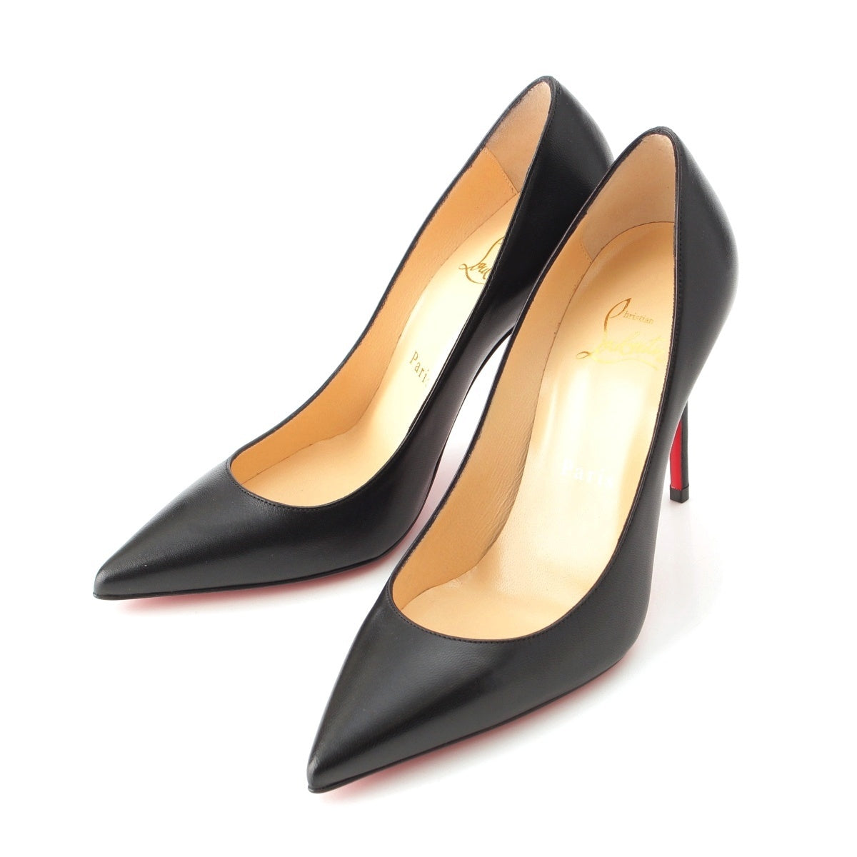 Christian Louboutin leather Pointed toe pumps heel shoes black 35 1/2
