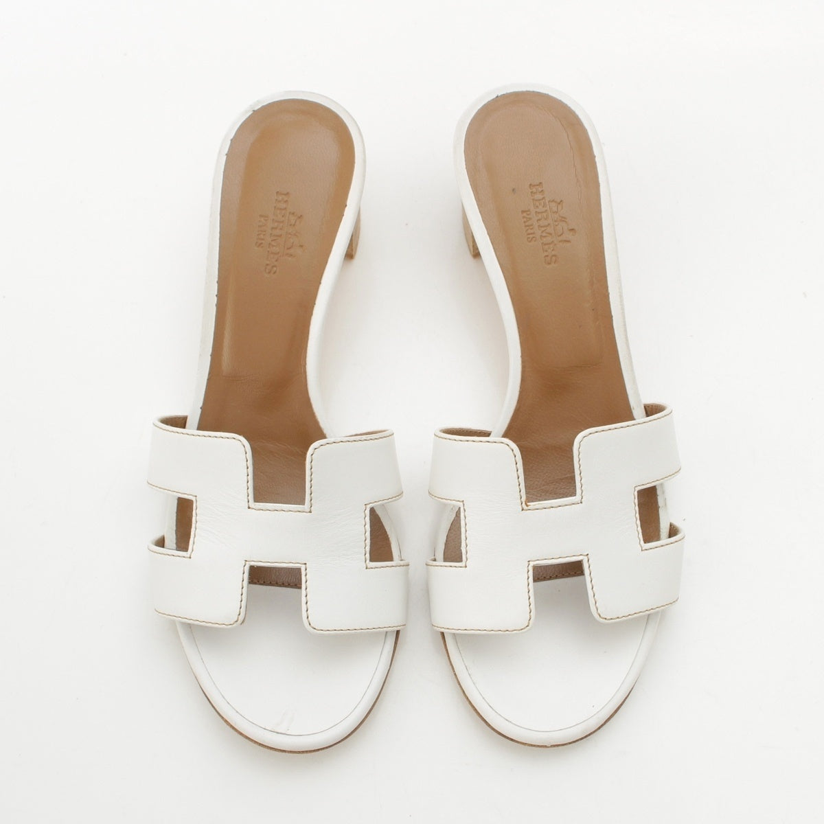 HERMES Oasis leather H motif Sandals white 35 1/2