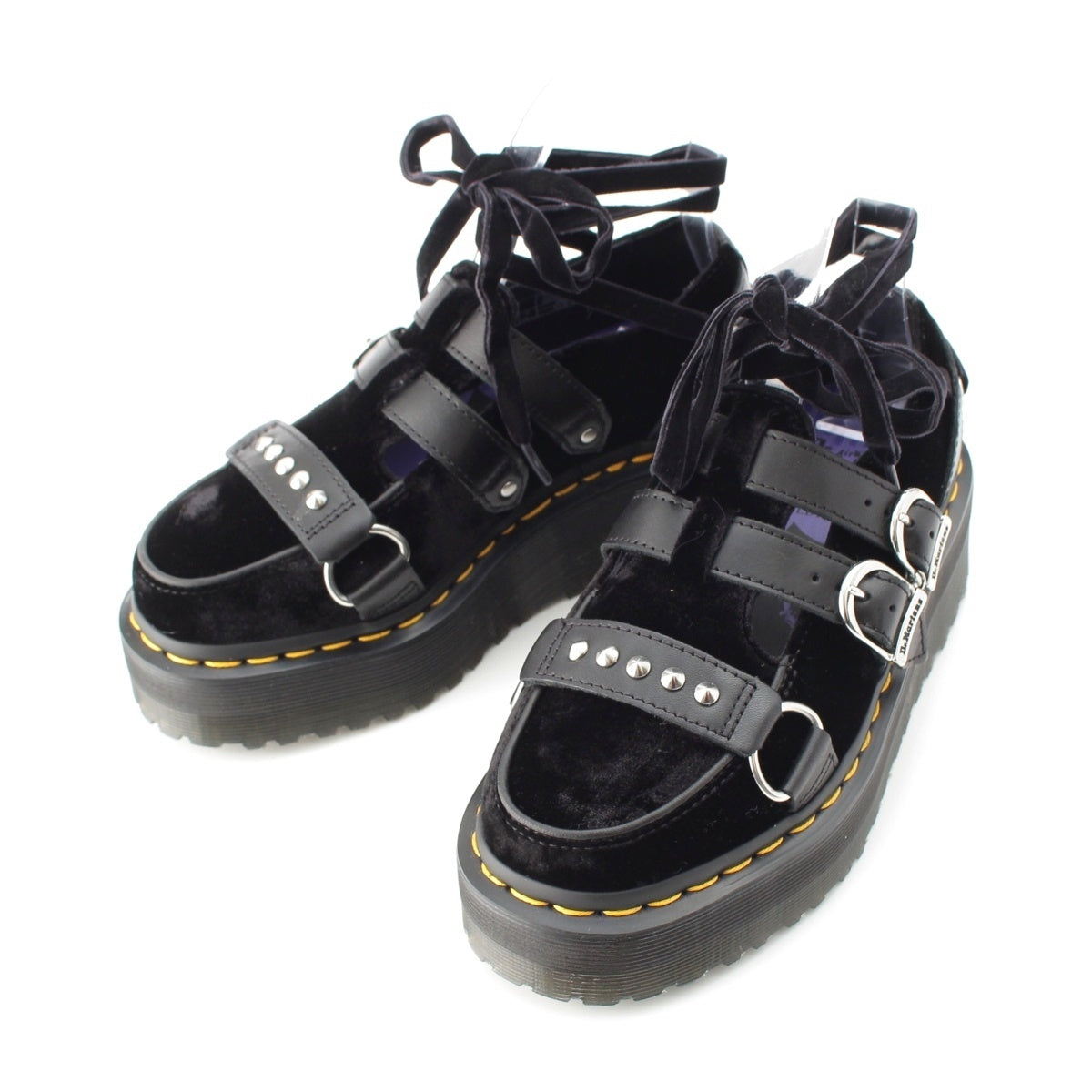 Dr.Martens Wednesday Ramsey Velour Studded Creeper shoes black UK3