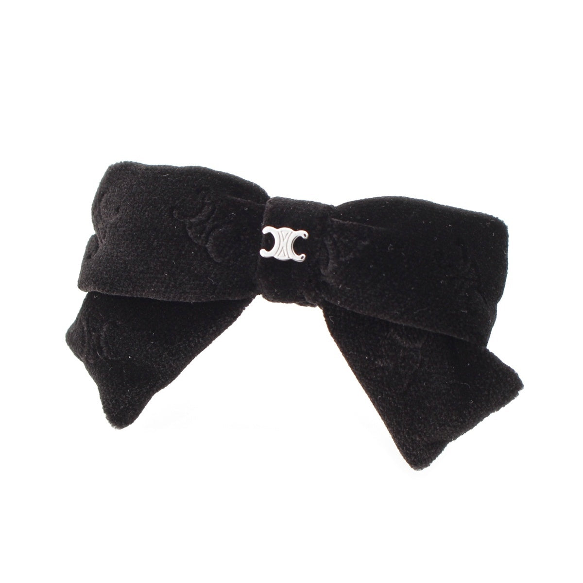 CELINE Triomphe Velor Ribbon barrette hair accessory hair ornaments black