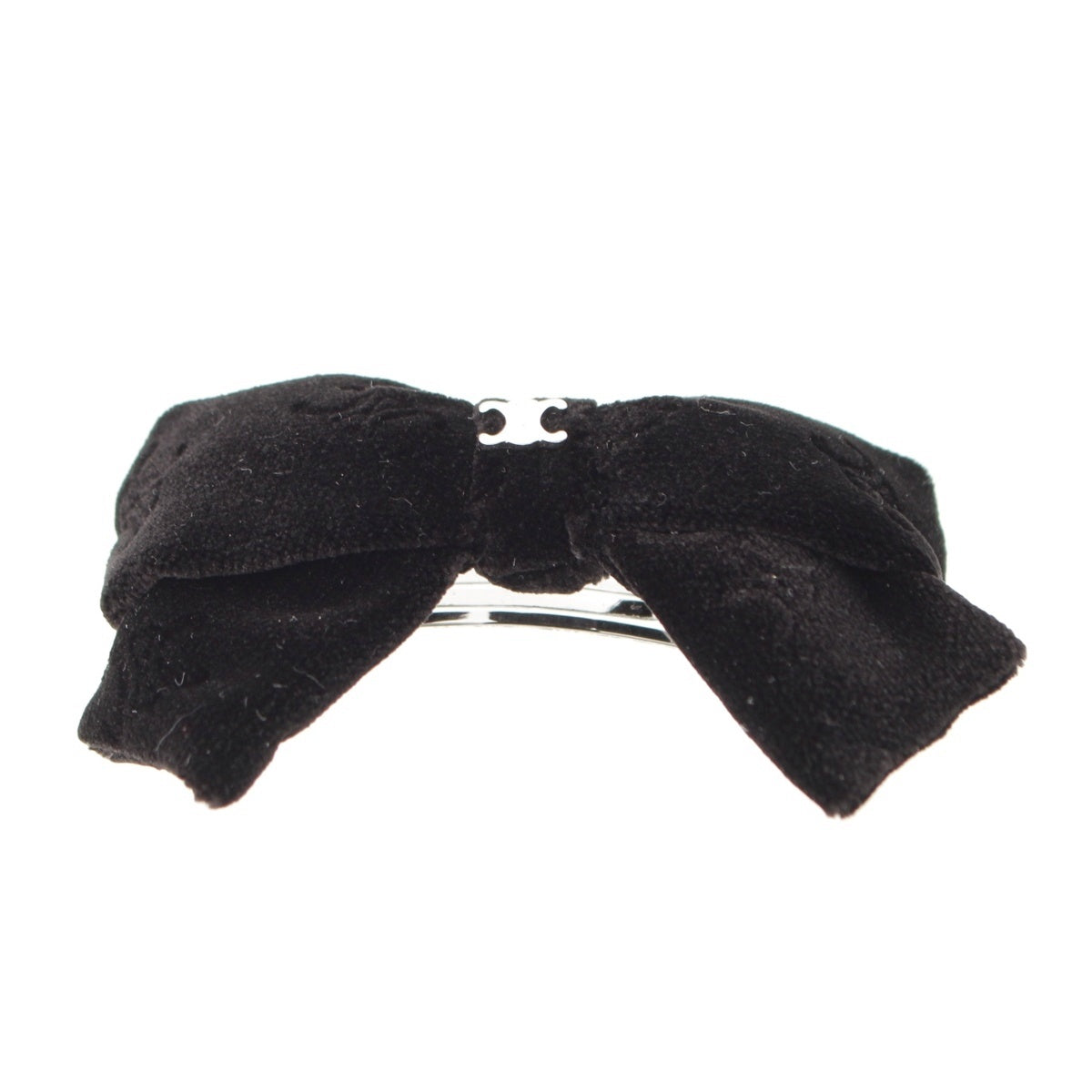 CELINE Triomphe Velor Ribbon barrette hair accessory hair ornaments black
