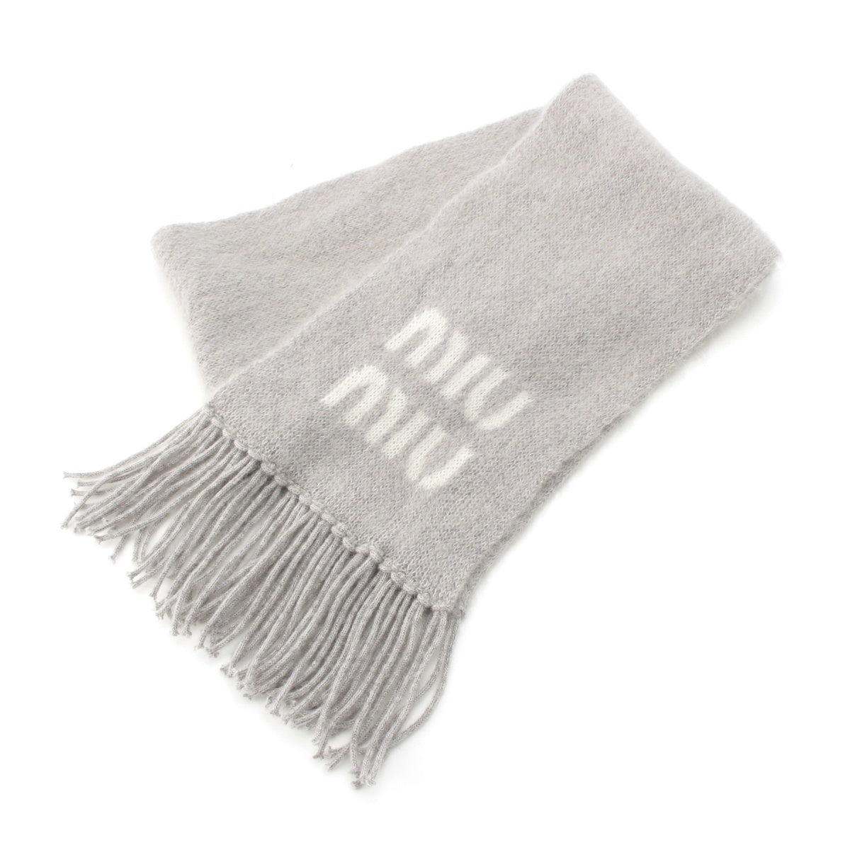 MIUMIU mohair logo Scarf 5FS062 2CQD gray