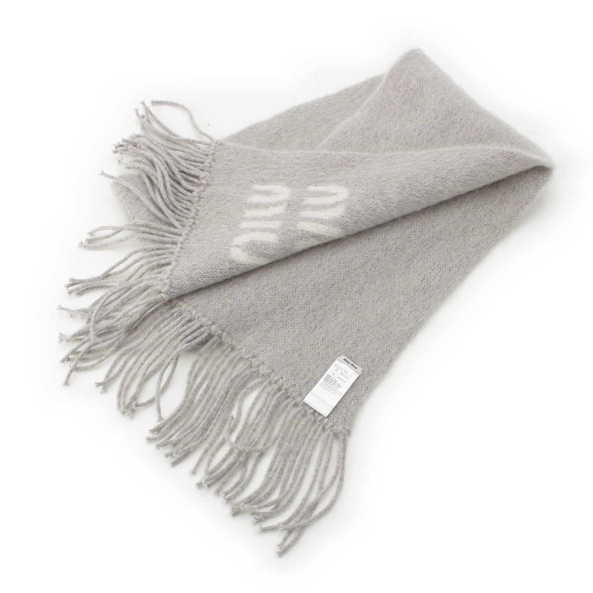 MIUMIU mohair logo Scarf 5FS062 2CQD gray