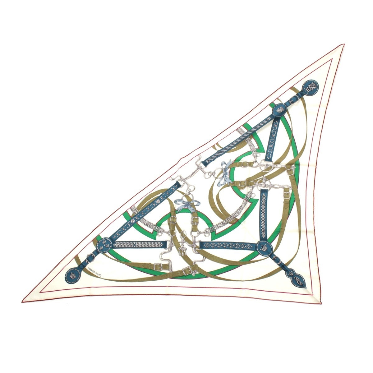 HERMES Triangle Géant LA PROMENADE DU MATIN (Morning Walk) Cashmere x silk scarf Large format White x Multicolor