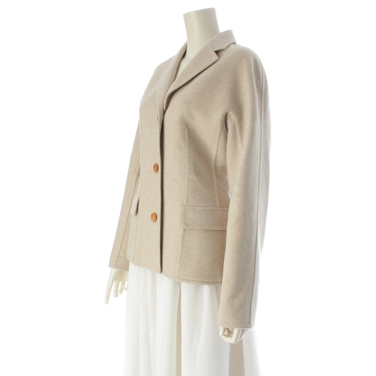 HERMES cashmere tailored jacket Logo buttons (sale items) 3H0223DB Ivory 38