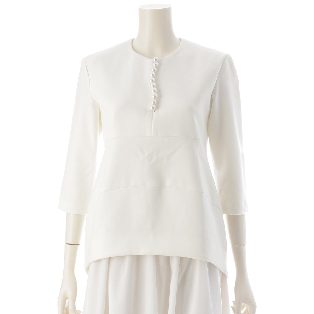 YOKO CHAN polyester Long-sleeved pearl blouse blouse YCB-923-355 white 38