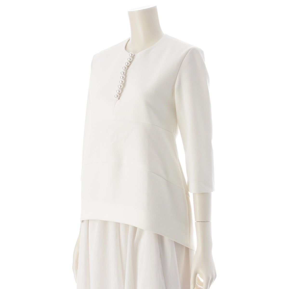 YOKO CHAN polyester Long-sleeved pearl blouse blouse YCB-923-355 white 38