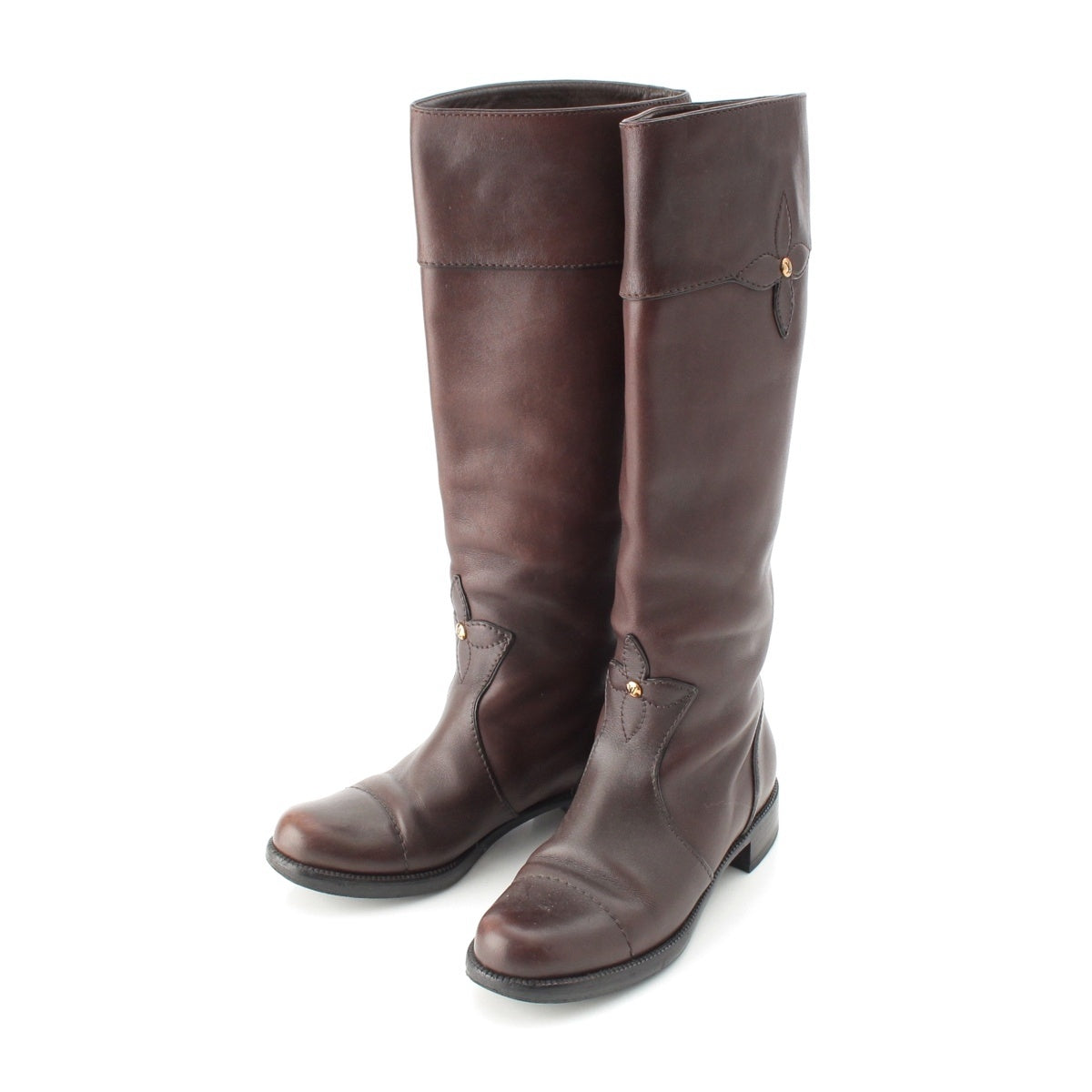 LOUIS VUITTON leather long boots NQ0048 Brown 36