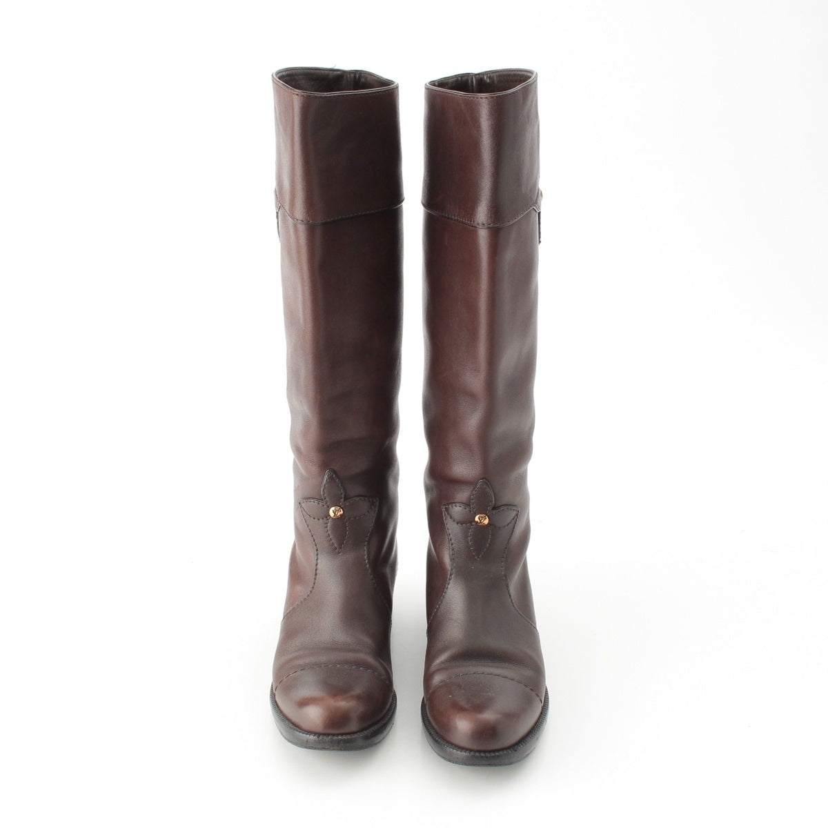 LOUIS VUITTON leather long boots NQ0048 Brown 36