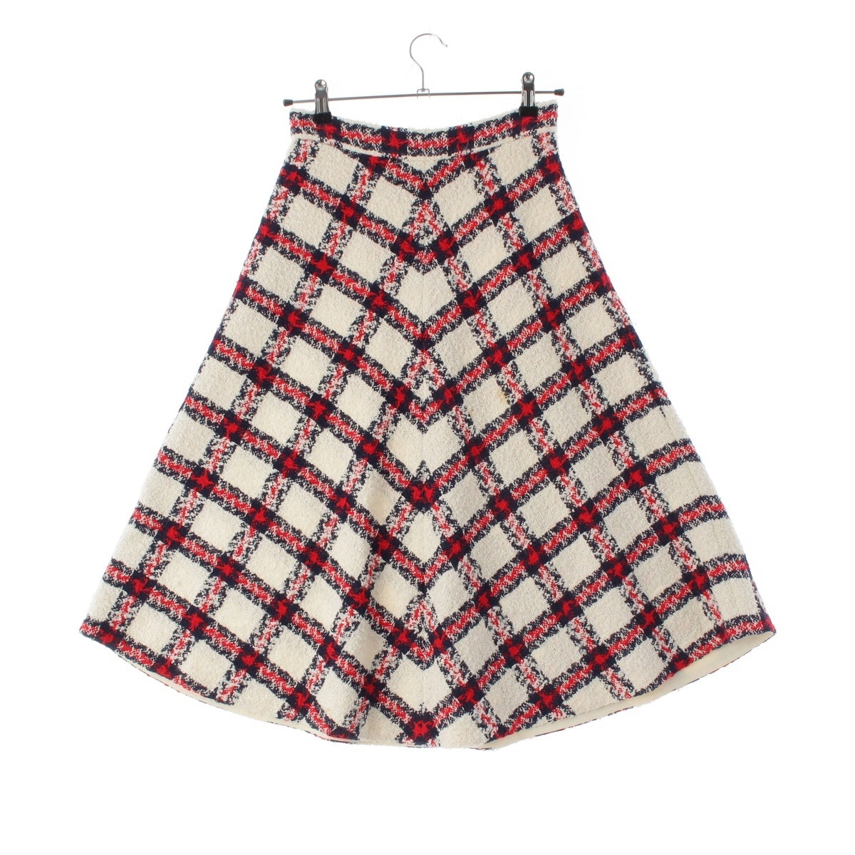 GUCCI Nylon cotton Check Pattern Tweed skirt 652128 white 40