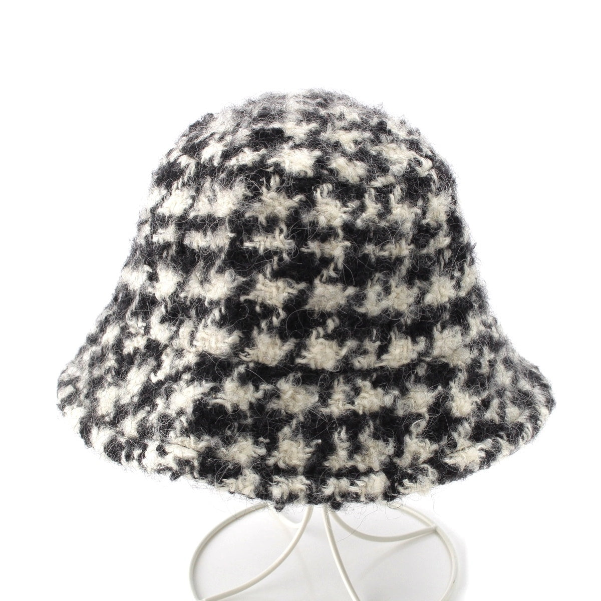 NINA RICCI Wool blend Houndstooth Bucket hat hat Black White
